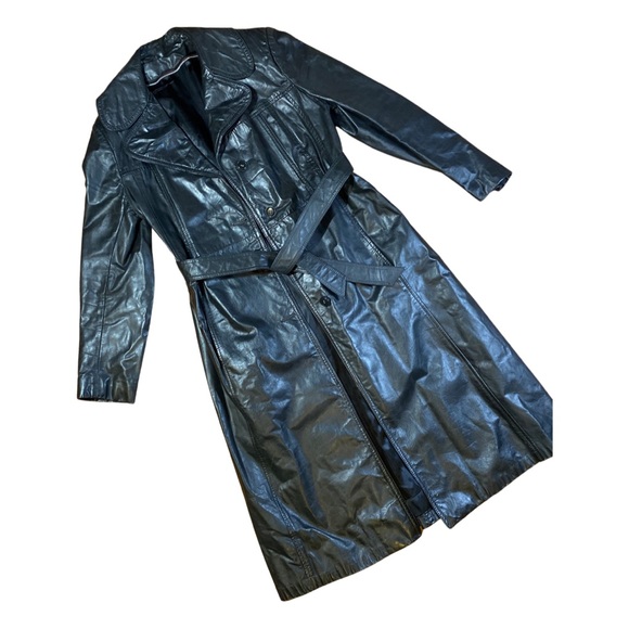Vintage Jackets & Blazers - Vintage Genuine Leather Trench Coat